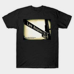 Los Angeles Street, Los Angeles, California by Mistah Wilson T-Shirt